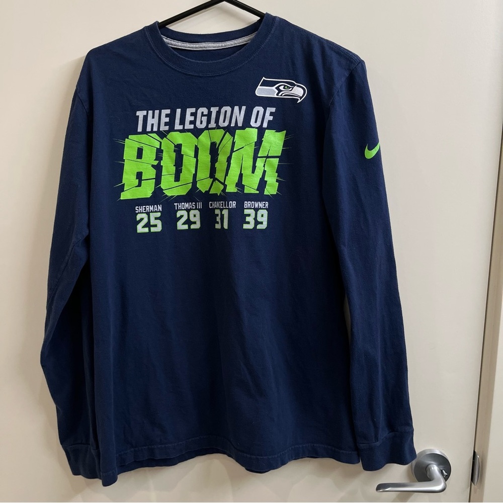 Legion Of BOOM - Seattle Seahawks Nike Long Sleeve Shirt Medium Good Condition.